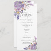 Moderne Lilac Lavender Mauve Script Floral Wedding Programm (Vorne/Hinten)
