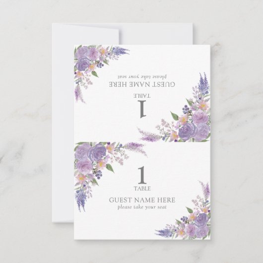 Moderne Lilac Lavender Mauve Wedding Platzkarte RSVP Karte (Vorderseite)