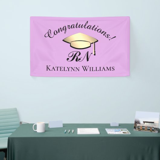 Moderne Lilac Lila Gold Nurse Graduation Party Banner (Messeveranstaltung)