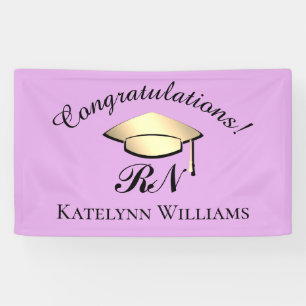 Moderne Lilac Lila Gold Nurse Graduation Party Banner