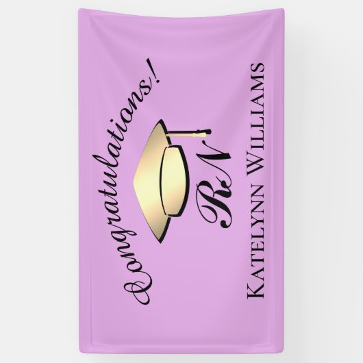 Moderne Lilac Lila Gold Nurse Graduation Party Banner (Vertikal)