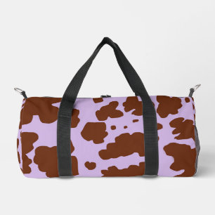 Moderne Lilac-Lila und braune Kuhhautdrucke Duffle Bag