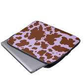 Moderne Lilac-Lila und braune Kuhhautdrucke Laptopschutzhülle (Vorne Knopf)