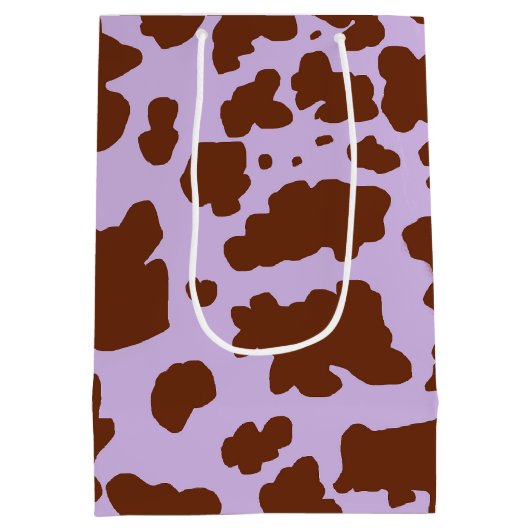 Moderne Lilac-Lila und braune Kuhhautdrucke Mittlere Geschenktüte (Rückseite)