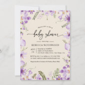 Moderne Lilac Mauve Florals Baby Dusche Einladung (Vorderseite)