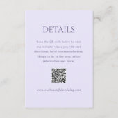 Moderne Lilac QR Code Elegante Hochzeit Begleitkarte (Vorderseite)