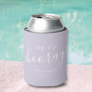 Moderne Lilac Sip Hooray Gastgeschenk Hochzeit Dosenkühler