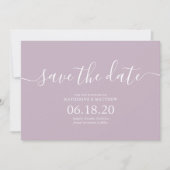 Moderne Lilac-Skriptereien speichern die Datumskar Save The Date (Vorderseite)