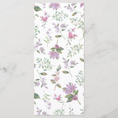 Moderne Lilac Watercolor Wildblumen Hochzeit Menükarte (Rückseite)