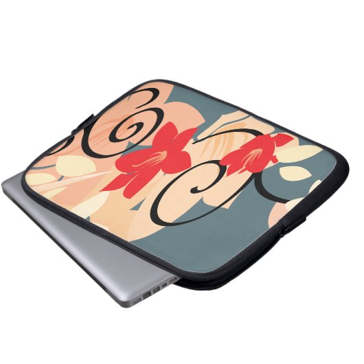 Moderne Lillie Laptopschutzhülle (Vorne Knopf)