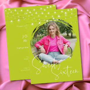 Moderne Lime-Foto-Sweet-Sixteen-Geburtstagsfeier Einladung