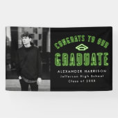Moderne Lime Green Neon Foto Graduation Party Banner (Horizontal)