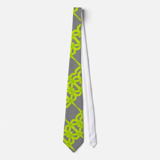 Moderne Lime Green Silver Grau Muster Krawatte (Vorderseite)