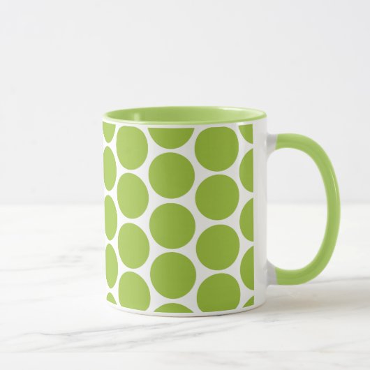 MODERNE LIME GREEN, WEISSE POLKA HUNDEN TASSE (Rechts)