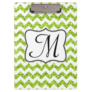 Moderne Limette Chevron Monogramm Klemmbrett