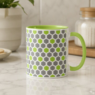 Moderne Limettengrün Grau Geometrisches Muster Tasse