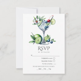 Moderne Limettengrüne Cocktail-Hochzeit RSVP Karte
