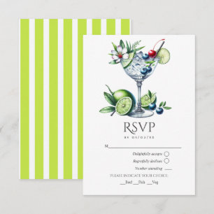 Moderne Limettengrüne Cocktail-Hochzeit RSVP Karte