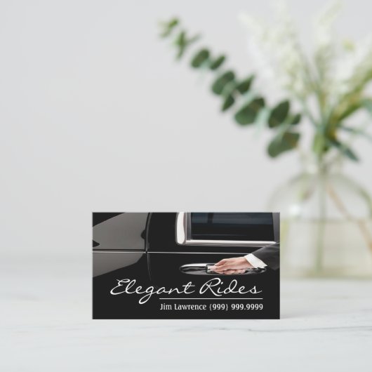 Moderne Limo Driver Business Card Visitenkarte (Stehend Vorderseite)