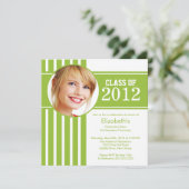 Moderne Limon Stripe Foto Graduation Party Einladung (Stehend Vorderseite)
