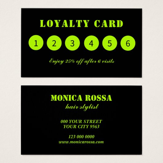 Moderne, Limone Black Loyalty Cards (Vorne & Hinten)