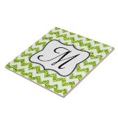 Moderne Limone Glitzer-Zickzack-Monogramm-Anzeiget Fliese (Seite)