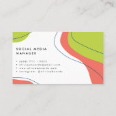 Moderne, Limone, korallenweiße, abstrakte Pinselst Visitenkarte (Rückseite)