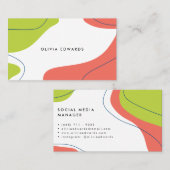 Moderne, Limone, korallenweiße, abstrakte Pinselst Visitenkarte (Vorne/Hinten)