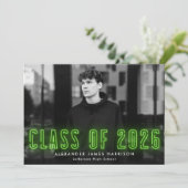 Moderne Limone Neon Class 2023 Foto Abschluss Ankündigung (Stehend Vorderseite)