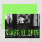 Moderne Limone Neon Class 2023 Foto Abschluss Ankündigung (Vorne/Hinten)