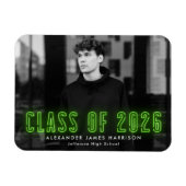 Moderne Limone Neon Class 2025 Foto Abschluss Magnet (Horizontal)