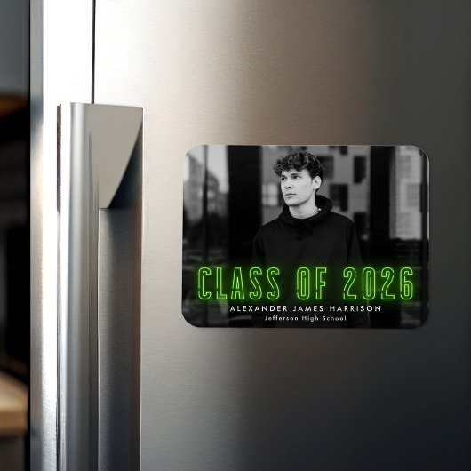 Moderne Limone Neon Class 2025 Foto Abschluss Magnet