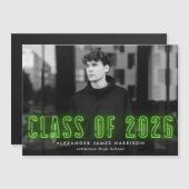Moderne Limone Neon Class 2025 Foto Abschluss Magneteinladung (Vorne/Hinten)
