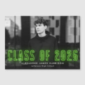 Moderne Limone Neon Class 2025 Foto Abschluss Magneteinladung (Vorderseite)
