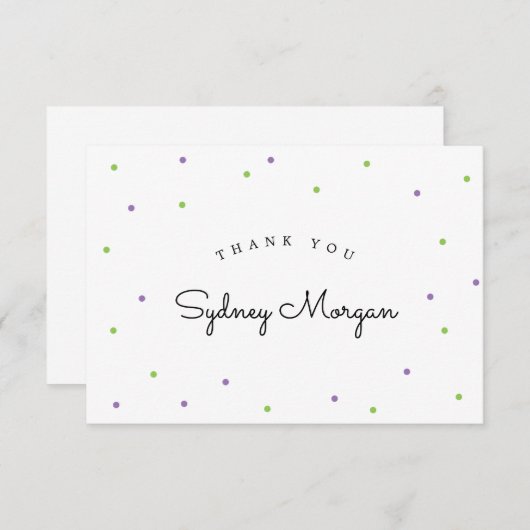 Moderne Limone und Lila Polka Dots Vielen Dank Dankeskarte (Vorne/Hinten)
