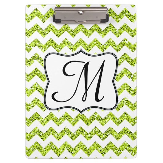 Moderne Limone Zickzack Monogram Erstklammer Klemmbrett (Vorderseite)