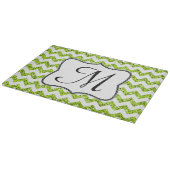 Moderne Limone Zickzack Monogramm-Glasschneideplat Schneidebrett (Ecke)
