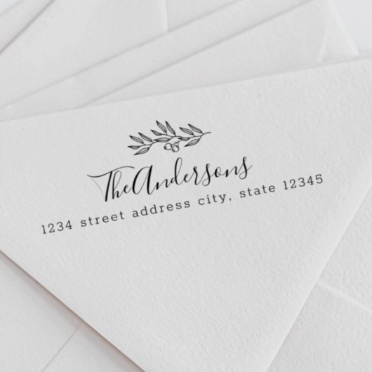 Moderne Line Art Berries Familienname Rücksendeadr Permastempel