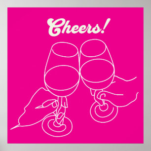 Moderne Line Art Cheers Bar Poster