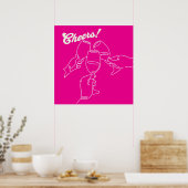 Moderne Line Art Friends Cheers Bar Poster (Küche)