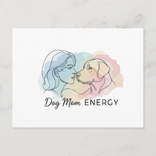 Moderne Line-Art Hundemutter Energie Wasserfarbe Postkarte