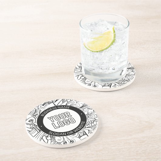 Moderne Line Artwork & Ihr Logo mit bearbeitetem T Getränkeuntersetzer (Seite)