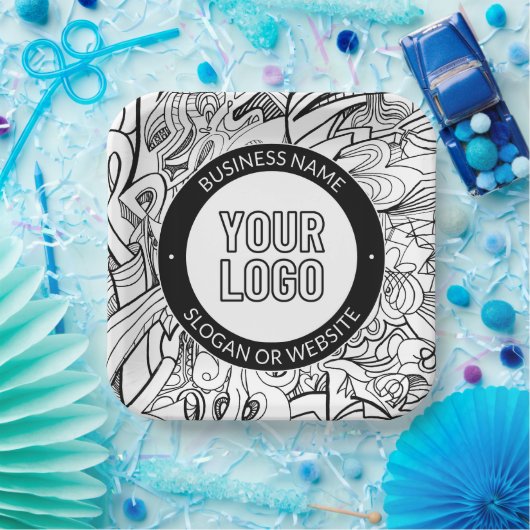 Moderne Line Artwork & Ihr Logo mit bearbeitetem T Pappteller (Party)