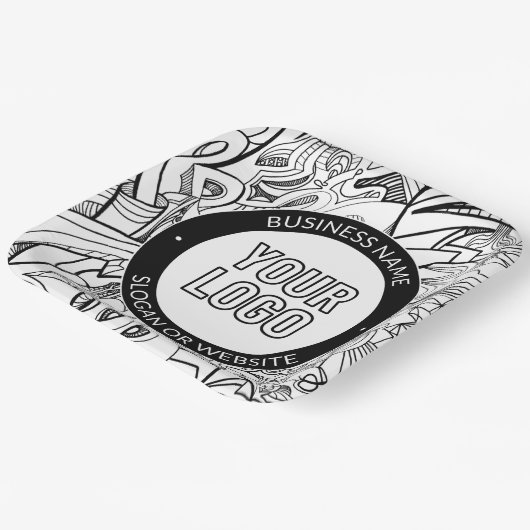 Moderne Line Artwork & Ihr Logo mit bearbeitetem T Pappteller (Gewinkelt)