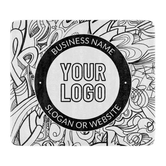 Moderne Line Artwork & Ihr Logo mit bearbeitetem T Schneidebrett (Vorderseite)