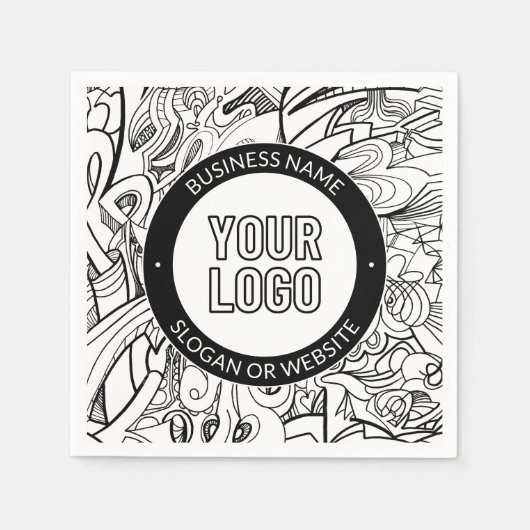 Moderne Line Artwork & Ihr Logo mit bearbeitetem T Serviette (Vorderseite)