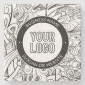 Moderne Line Artwork & Ihr Logo mit bearbeitetem T Steinuntersetzer (Vorderseite)