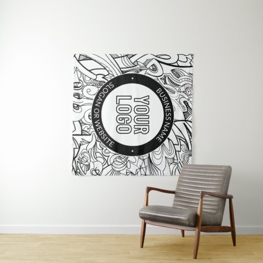 Moderne Line Artwork & Ihr Logo mit bearbeitetem T Wandteppich (Beispiel (Horizontal))