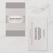 Moderne Linen Silver Striped Stilvolle Gray Taupe Visitenkarte (Vorne/Hinten)