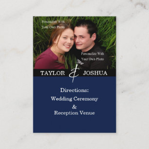 Moderne Lines Deep Navy Direction Cards Begleitkarte
